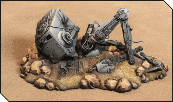 A fallen AT-ST terrain piece