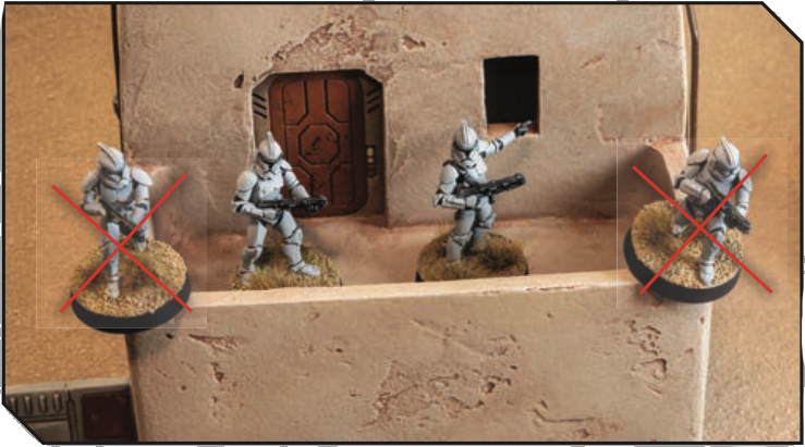 Miniatures placed on terrain illegally and legally