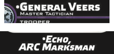 Cutouts of General Veers unit card and Echo upgrade card.