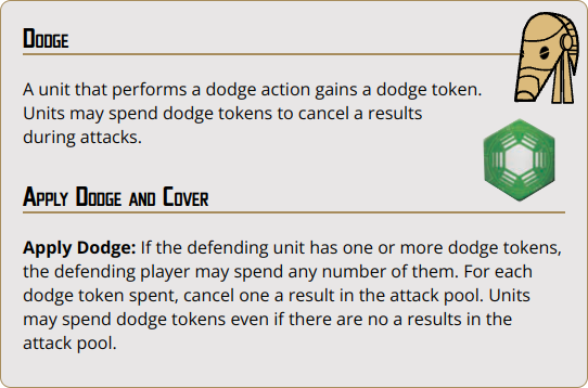 The unit gains a dodge token, which allows it to cancel incoming results when defending.