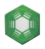 A green 8-sided token.